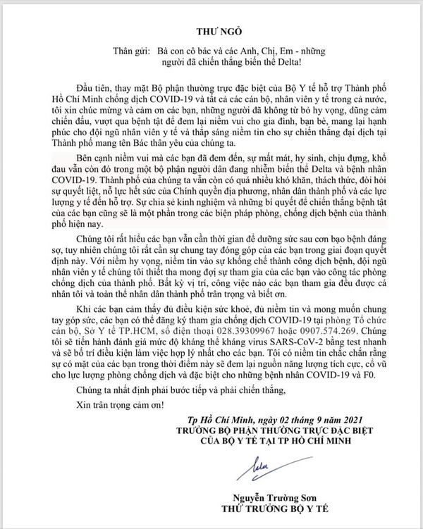 Thứ trưởng Y tế kêu gọi F0 khỏi bệnh tham gia chống dịch