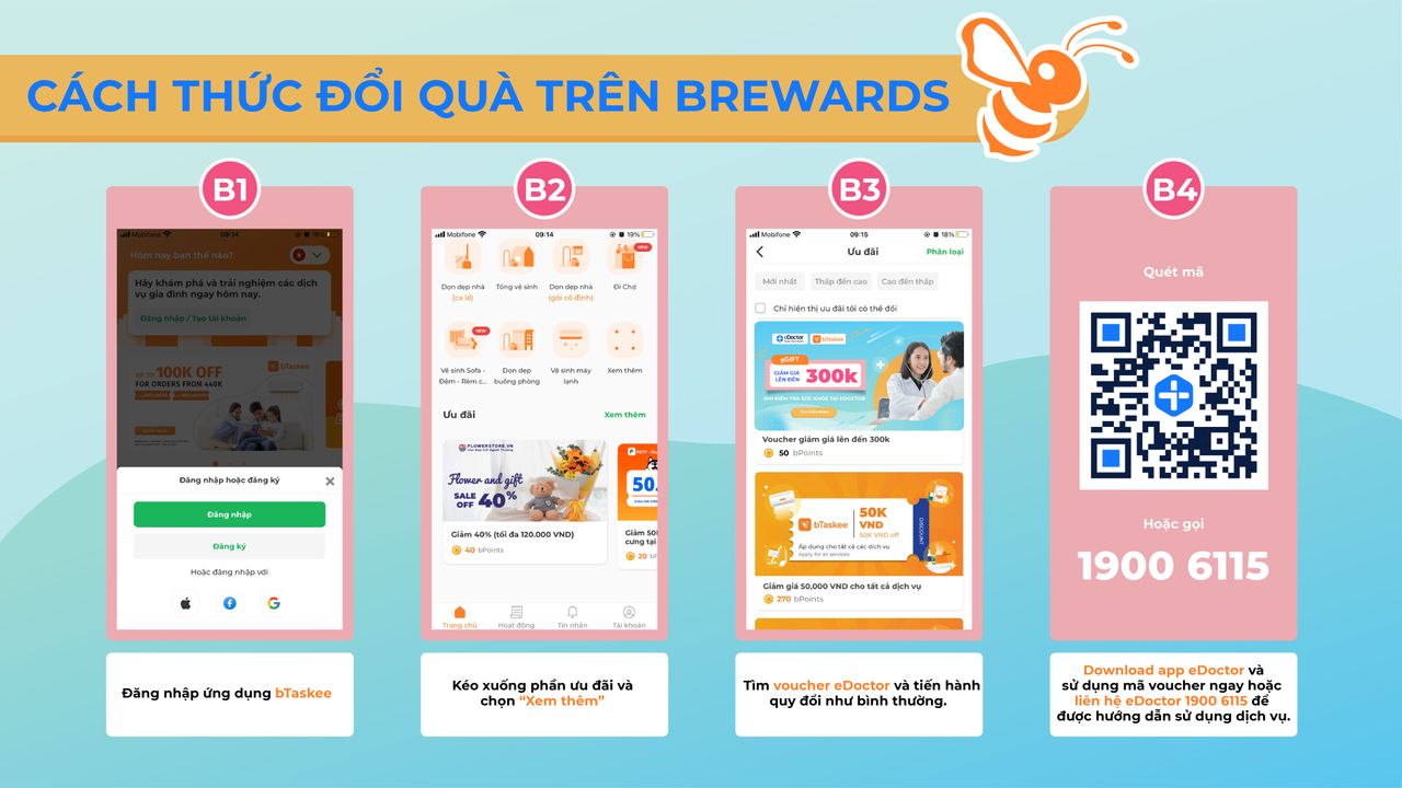 eDoctor đã có mặt tại bTaskee, nhanh tay đổi điểm nhận voucher trị giá lên đến 300.000VND