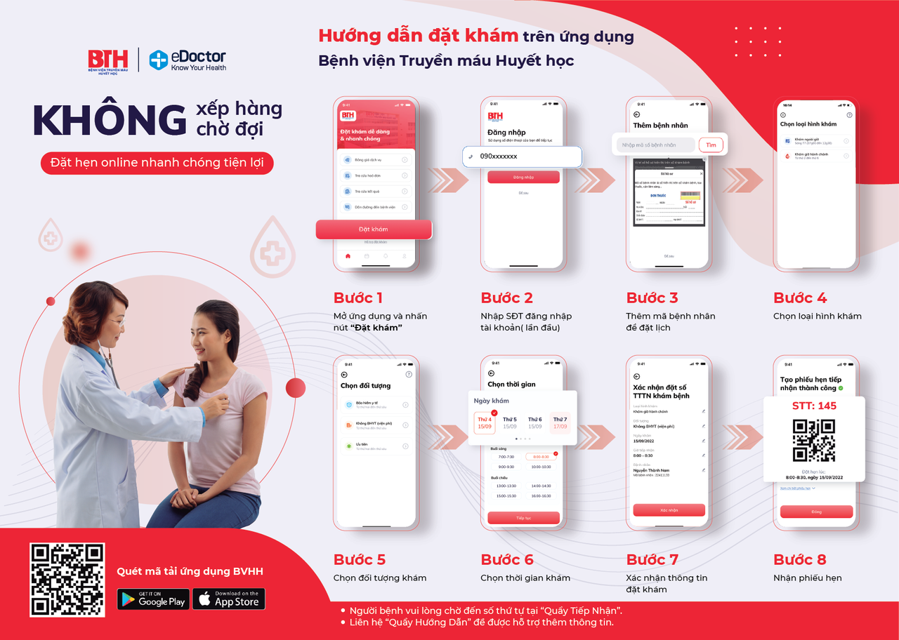 Bệnh viện Truyền Máu Huyết Học phối hợp cùng eDoctor ra mắt ứng dụng đặt khám